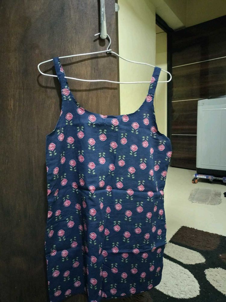 Blue Floral Print short kurti