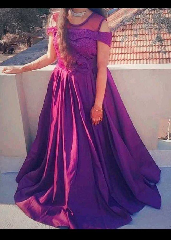 Beautiful Purple Off-Shoulder Gown