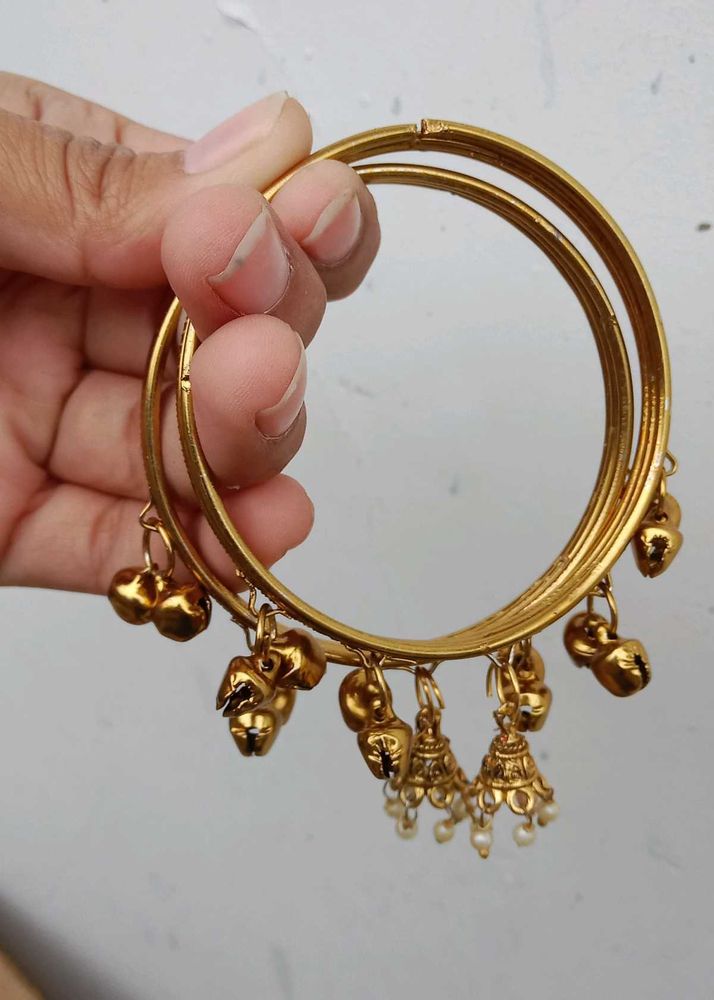 Golden Bangle Set with Bells