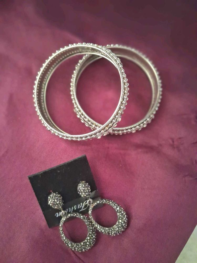 ✨️Combo deal ✨️ SILVER  Bangle &amp; Earring Set