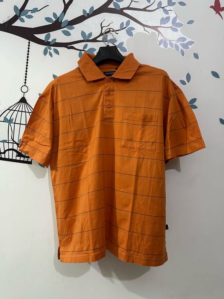 Men's Orange Striped Polo Shirt 🇩🇪