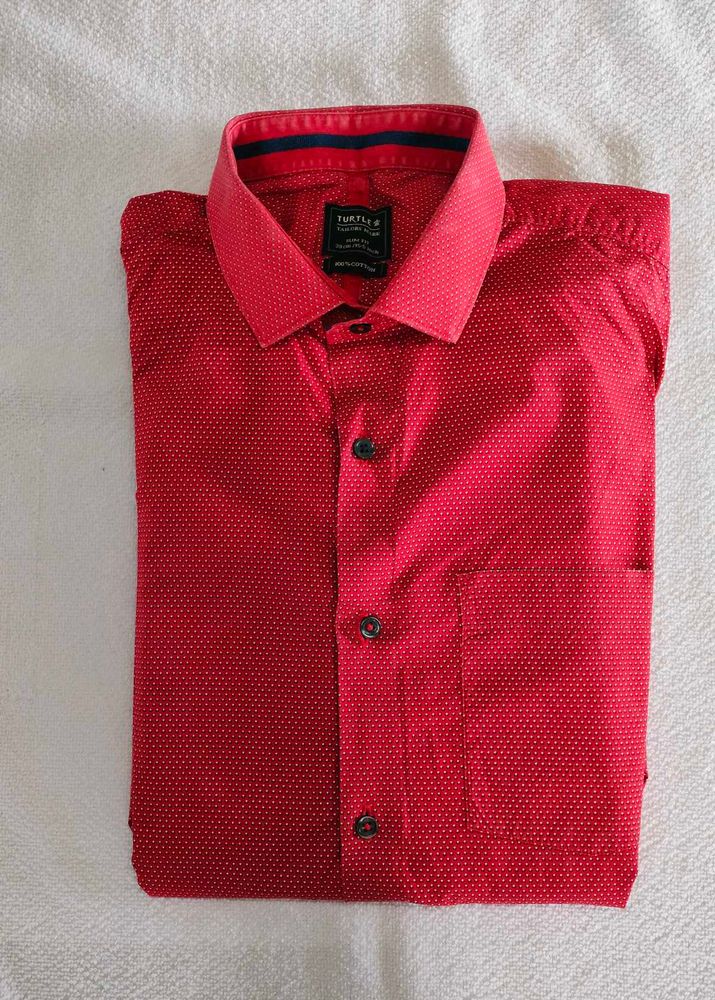 Men's Red Printed Full Sleeve Shirt