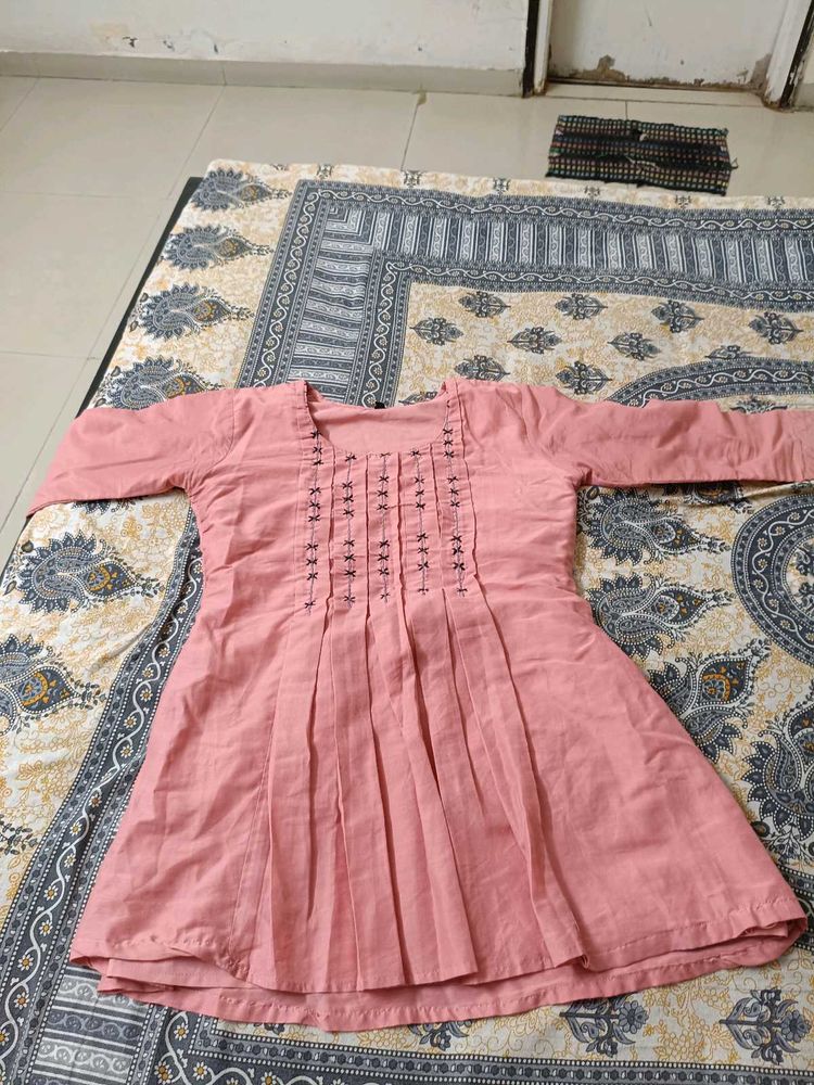 Pink Embroidered Kurta