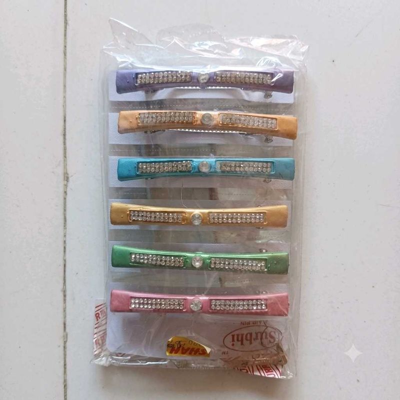 Set of 6 Rhinestone Hair Clips