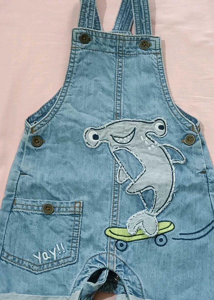 Cute Denim Overalls with Hammerhead Shark