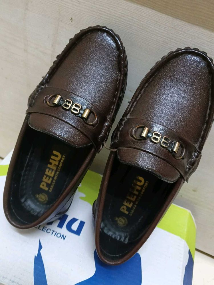kids's Brown Leather Loafers