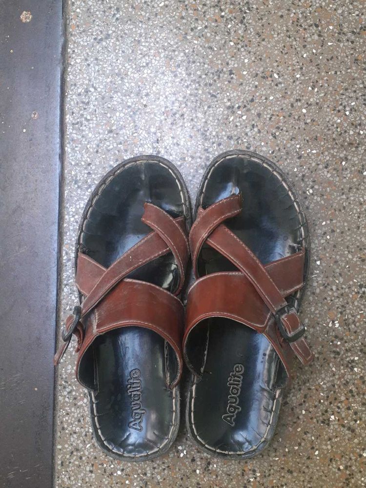 Aqualite Men's Brown Leather Sandals