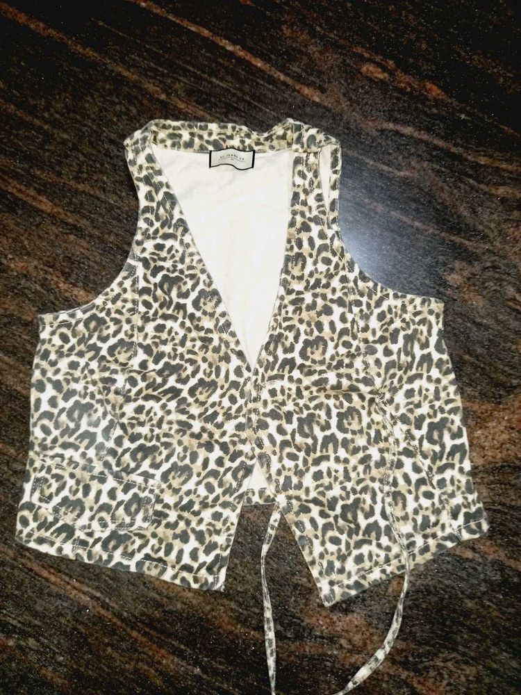 Leopard Print Vest Coat