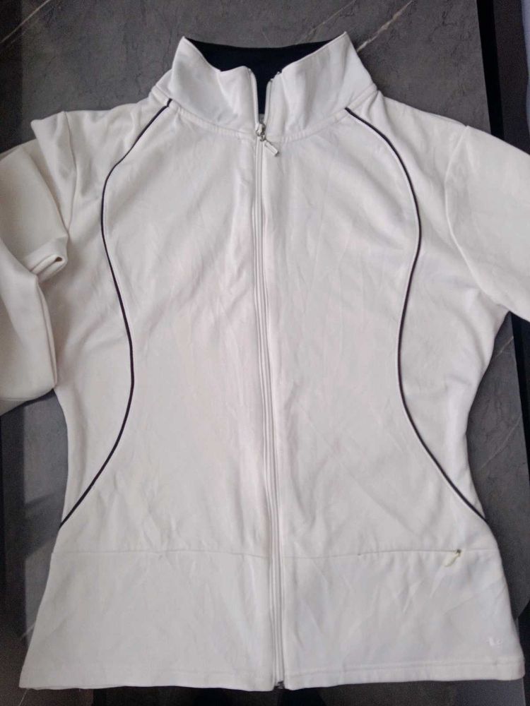White Zip-Up Track Jacket