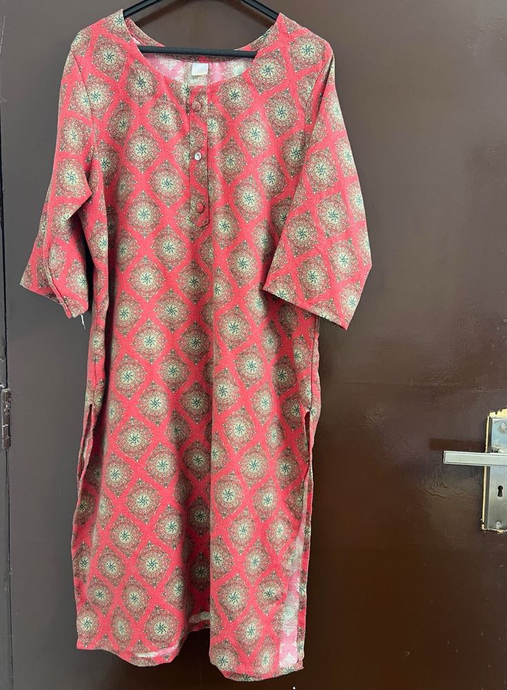 Red Printed Kurti Tunic Top