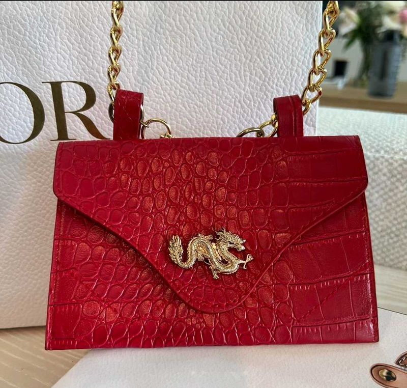 Red Embossed Dragon Clutch