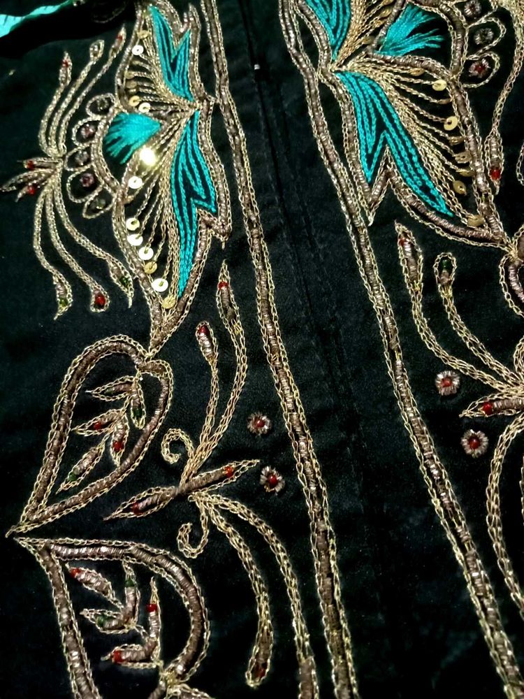 Embroidered black kurta