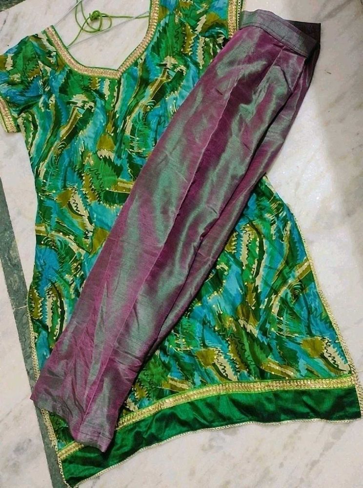 Green🟢 Kurta Pant Set &amp; Dupatta For 38 Bust