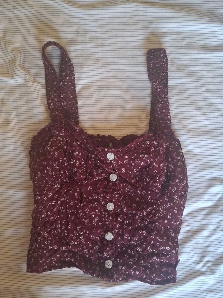 Floral Button-Up Crop Top