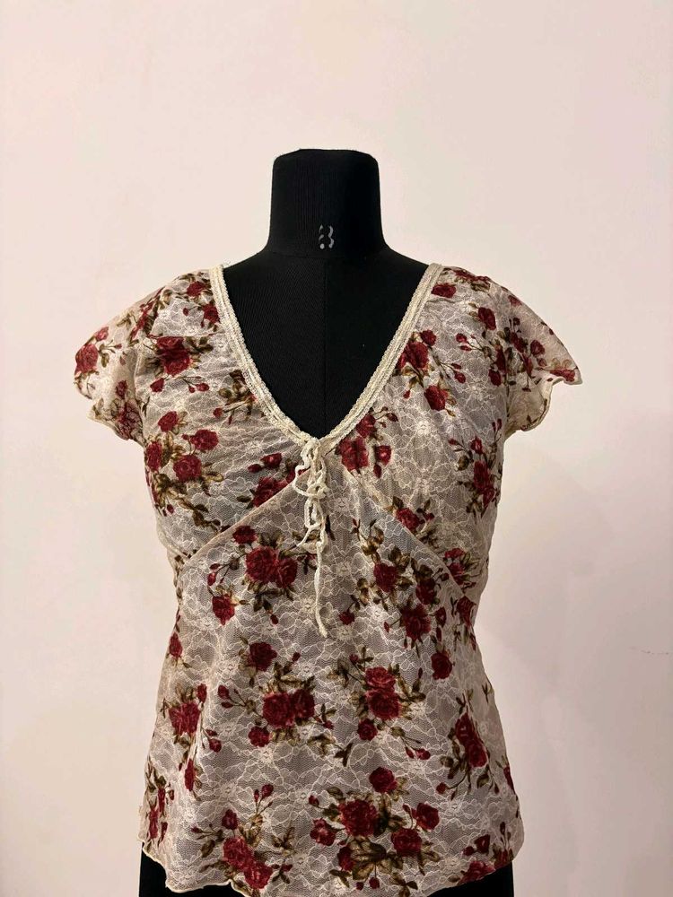 Sheer Floral Lace Top