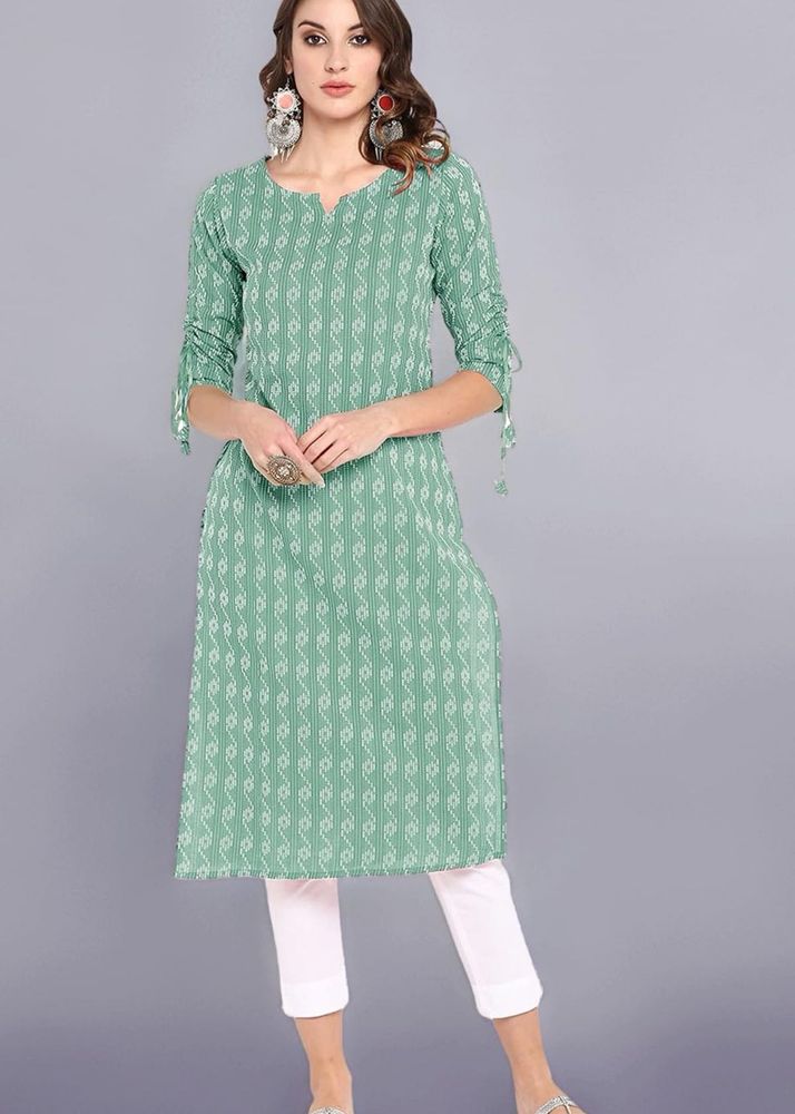 JANASYA Green Kurta (without pants) | Size XS