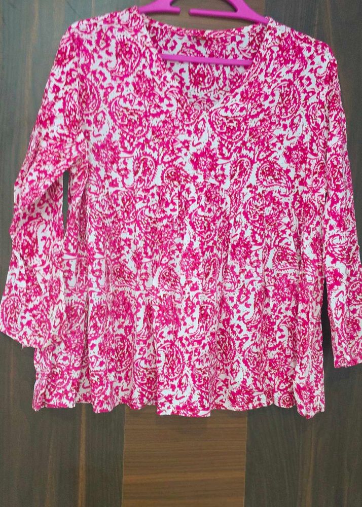 Pink Paisley Print Top