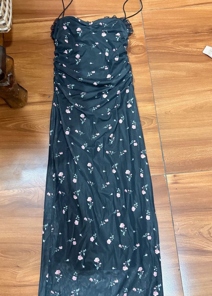 Floral Print Ruched Maxi Dress