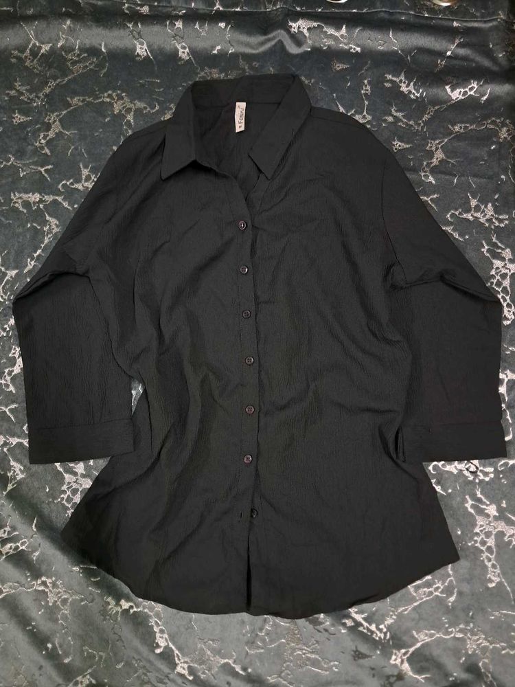 Classic Blue-Black Button-Down Shirt