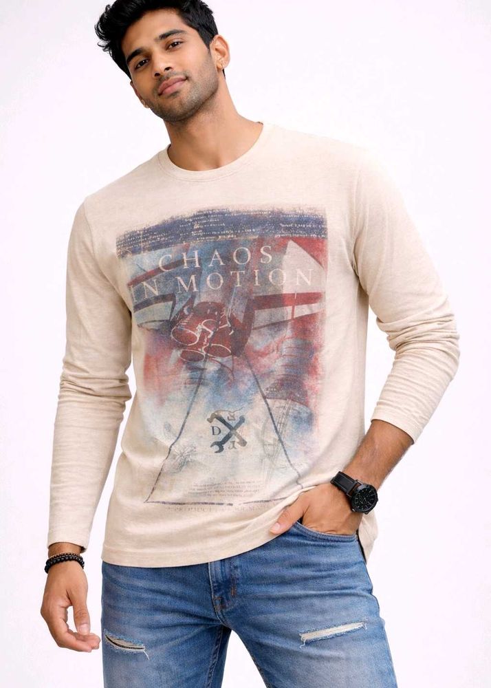 Nude Graphic Print Long Sleeve T-Shirt
