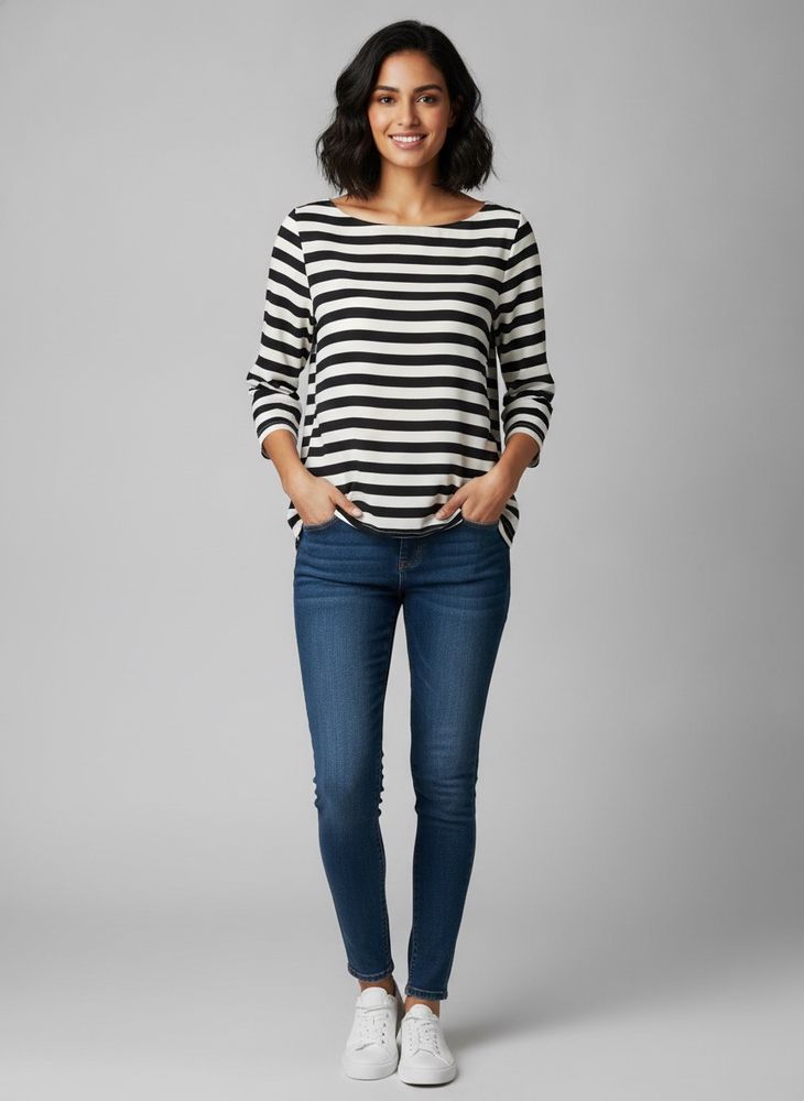 Classic Black &amp; White Striped Top