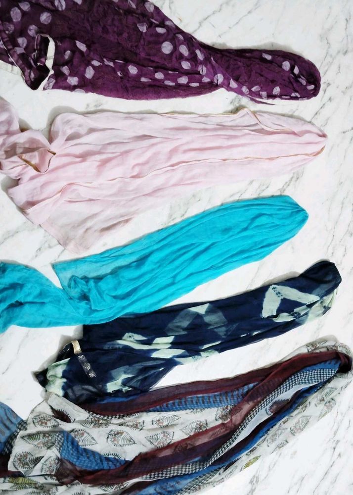 set of five Assorted Scarves/Dupattas Lot