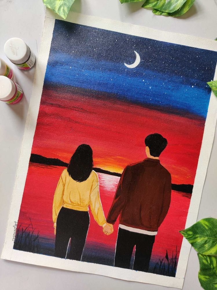 Couple Sunset Painting😍