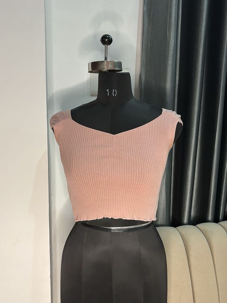 Ribbed Off-Shoulder Crop Top