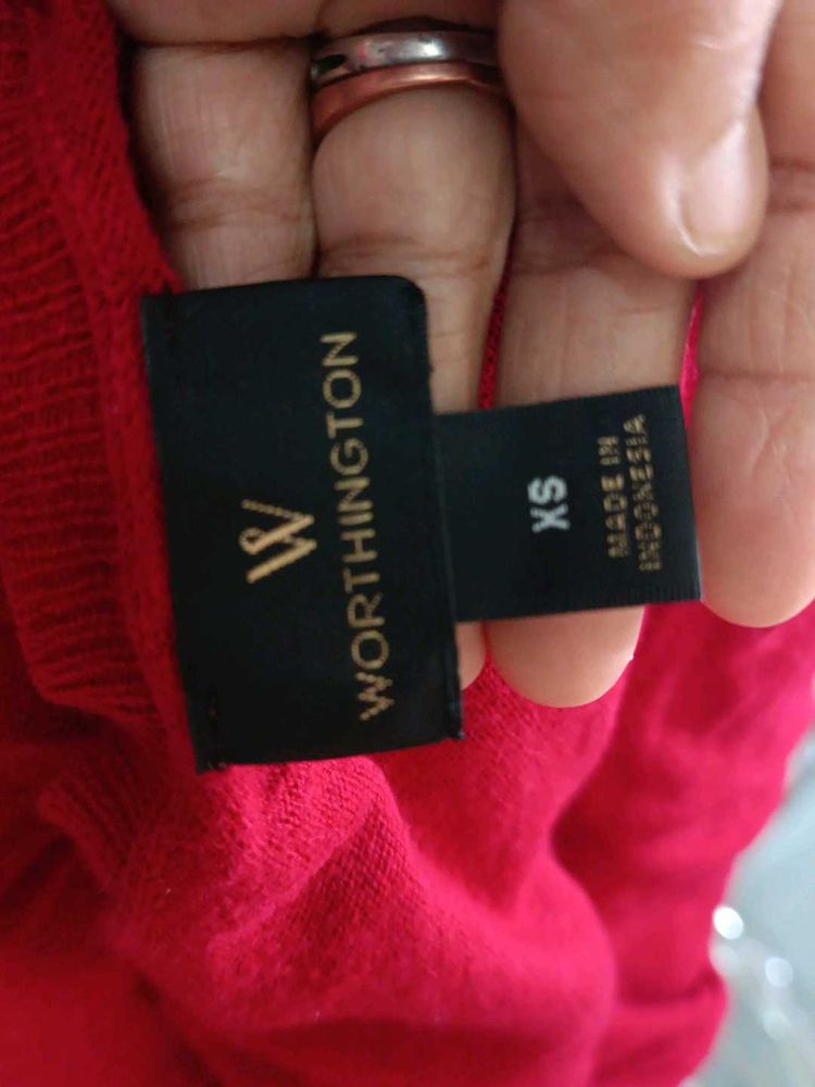 Worthington Red Knit Top