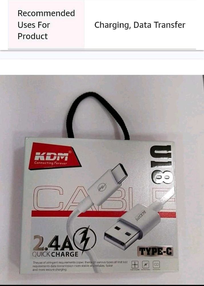 KDM 2.4A Quick Charge Type-C Cable
