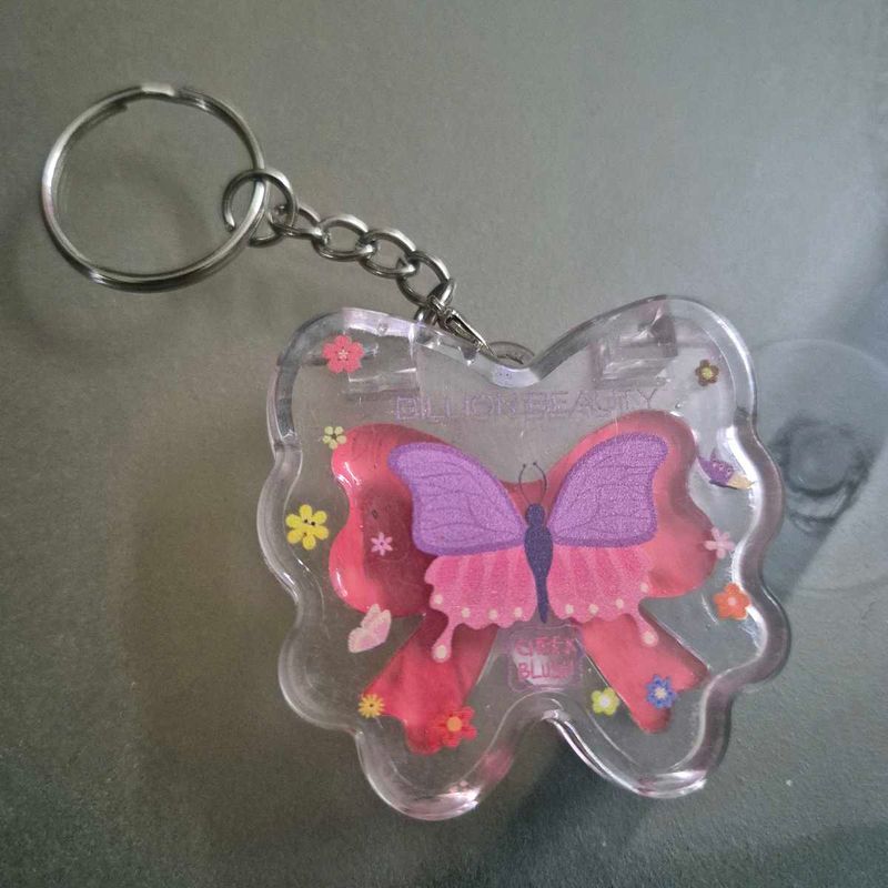 Cute Butterfly lipgloss and blush in one Keychain