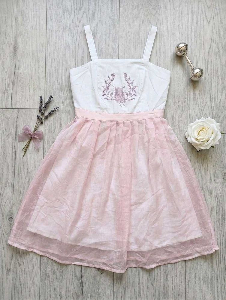 Cute Embroidered Spaghetti Strap Dress