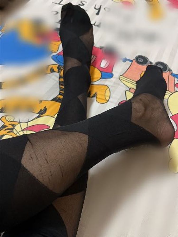 Sheer Black Cross pattern Stalkings