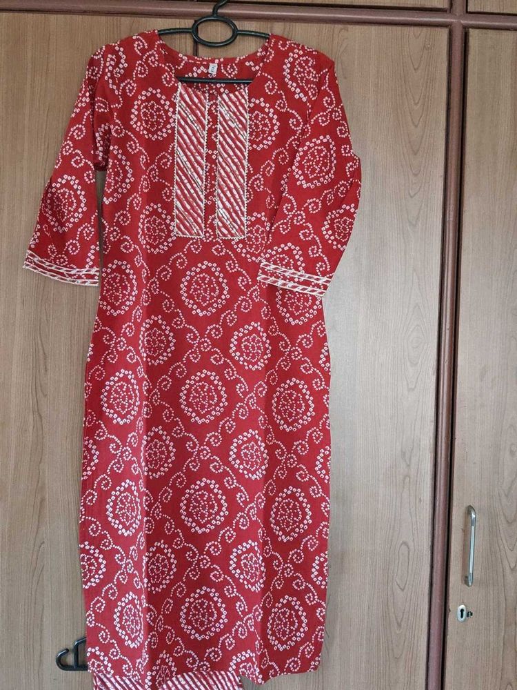 Bandhani Print "Yufta" Cotton Kurta Set