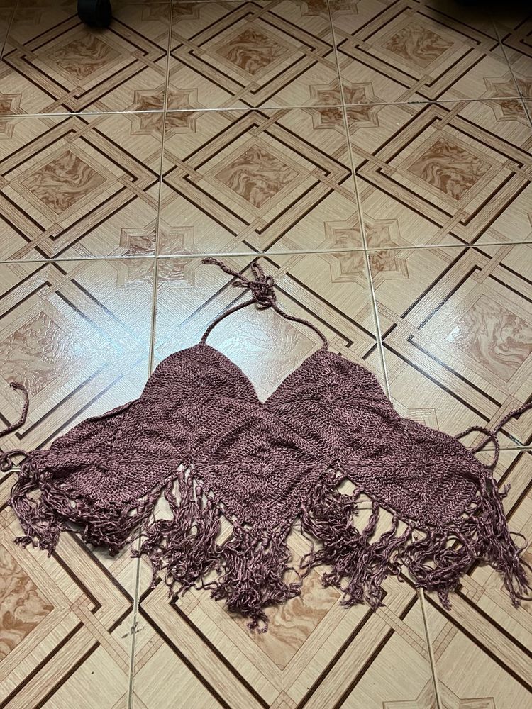 Crochet Fringe Halter Top