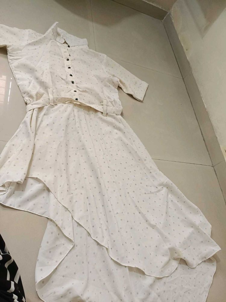 White Polka Dot Midi Dress