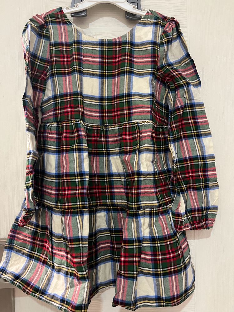 New Gap Kids Checked Tiered Frock 6-7 Yrs