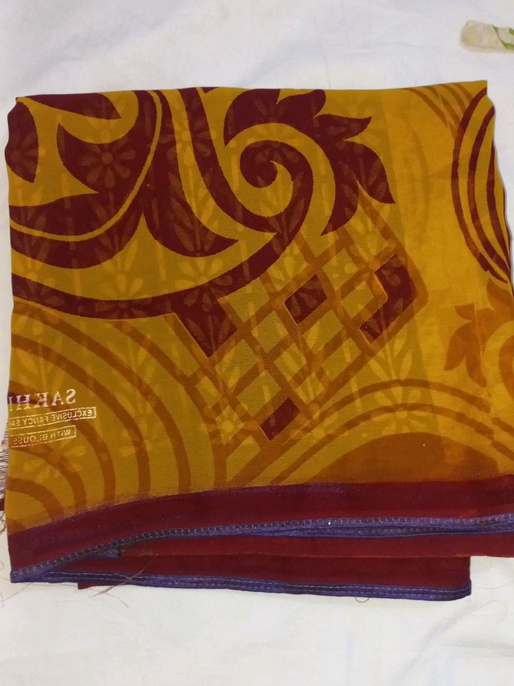 NEW MUSTARD PRINTED SAREE