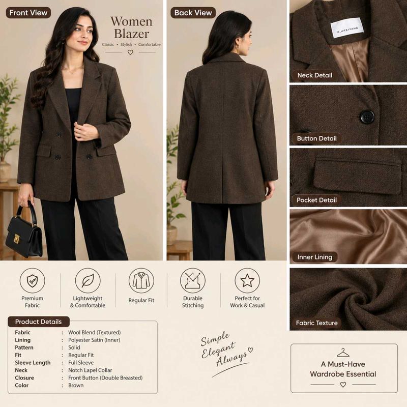 Women's Classic Brown Blazer