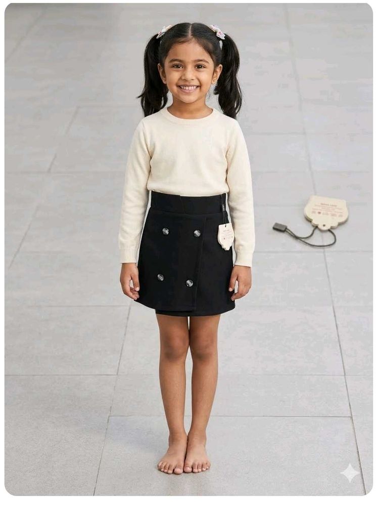 Girls Cream Sweater and Black Skirt Set