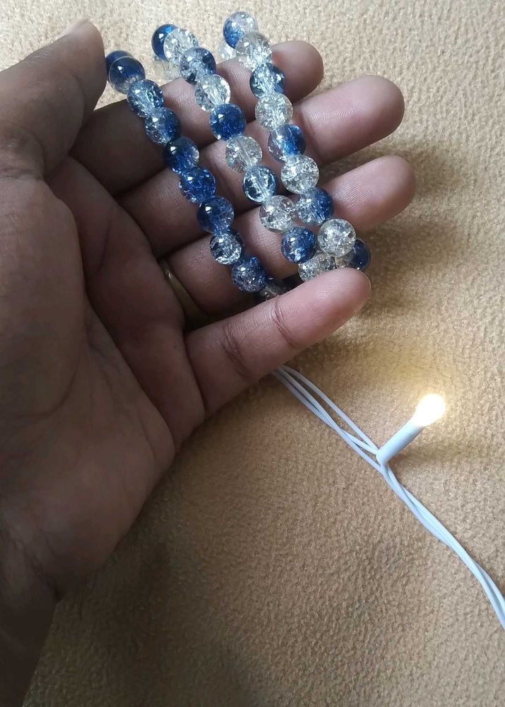Blue &amp; Crystal Beaded Bracelets Set Of 3