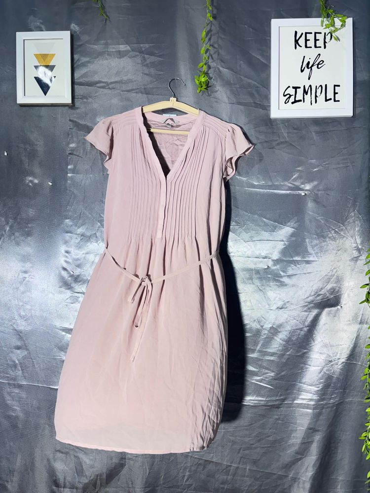 H&amp;M Light Pink V-Neck Midi Dress