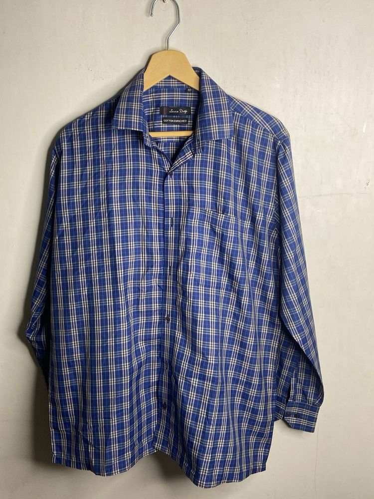 Classic Blue Plaid Men's Shirt