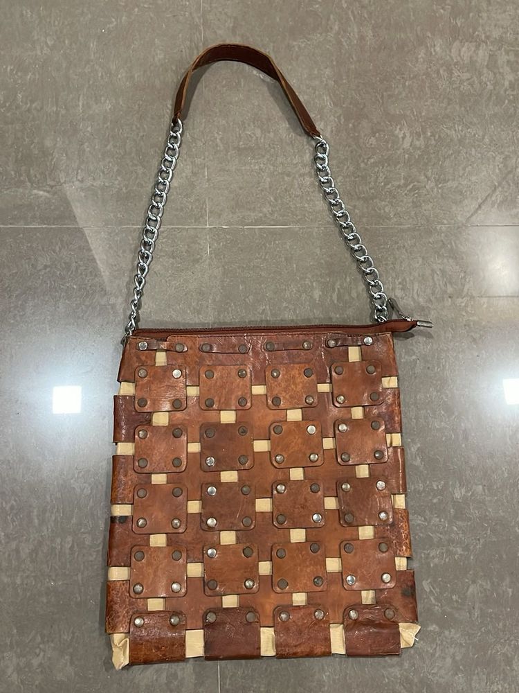 Unique Woven Leather Shoulder Bag