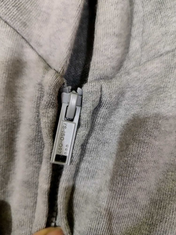 Gray Zip-Up Hoodie For Gym,Tracking, etc