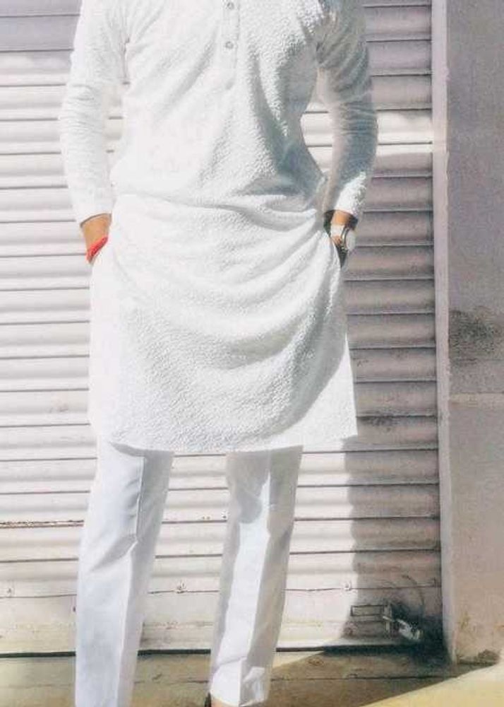 Men's White lining Kurta