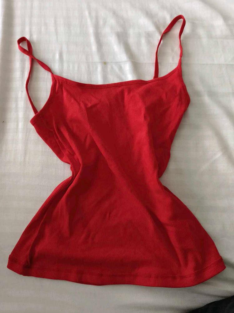 Red Spaghetti Strap Tank Top