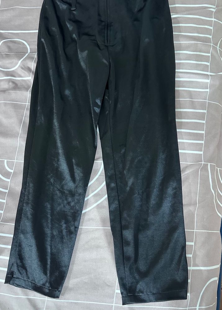 capri Satin Black Trousers