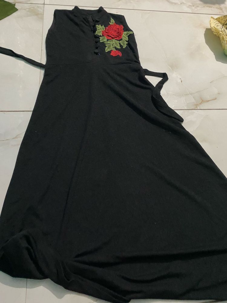 Black Rose Embroidered Dress