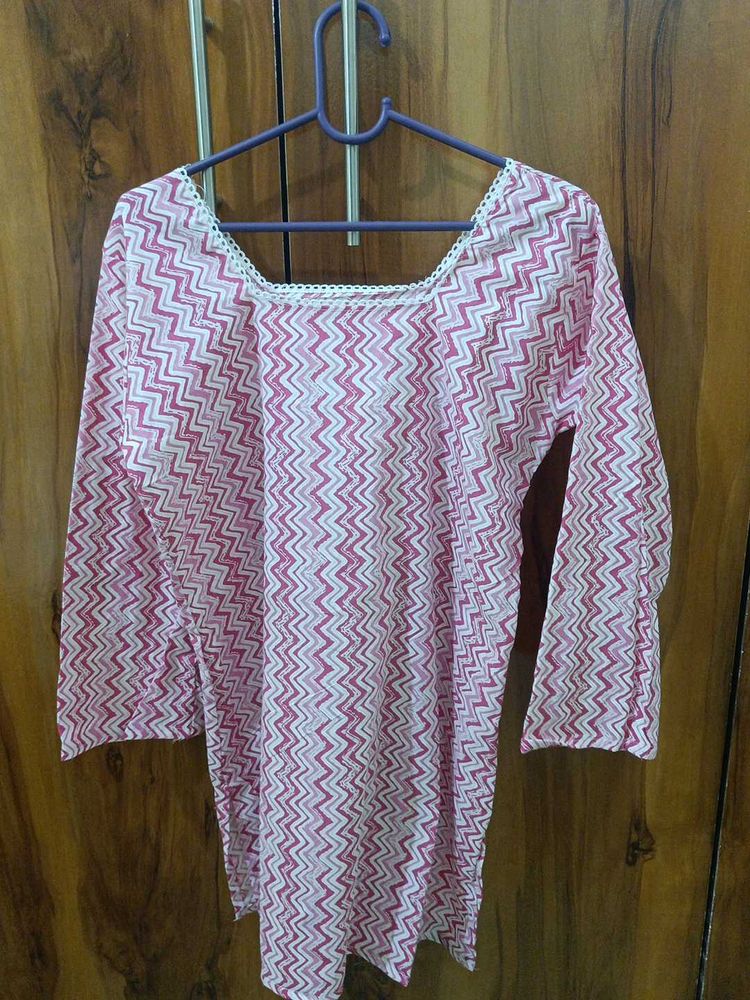 new and never wear pink Zigzag Print Kurta